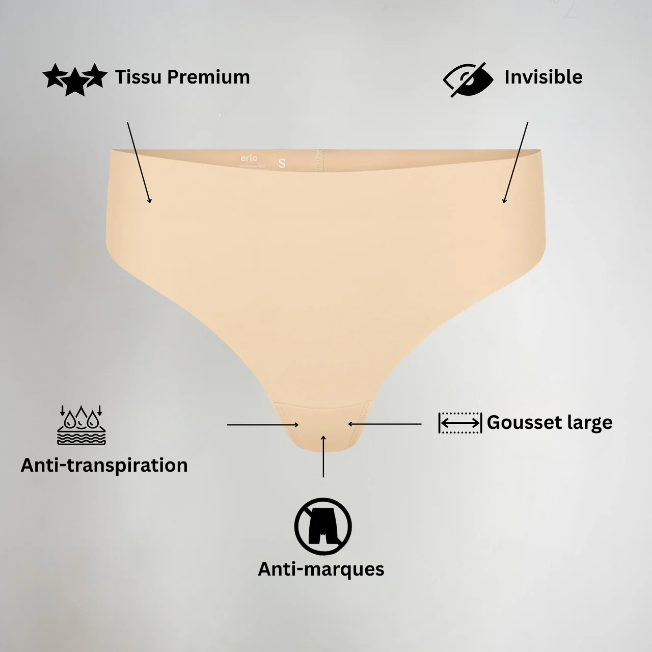 String Invisible Taille Haute ERLO